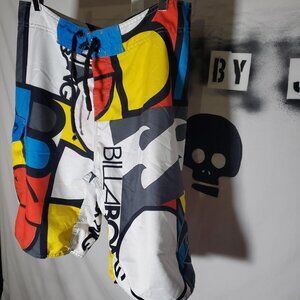 Billabong Board Shorts Multicolor Y2K Embroidered Sz 36